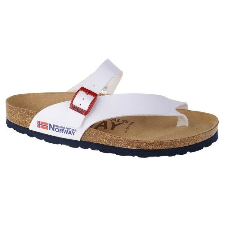 Moteriškos šlepetės per pirštą Geographical Norway, baltos