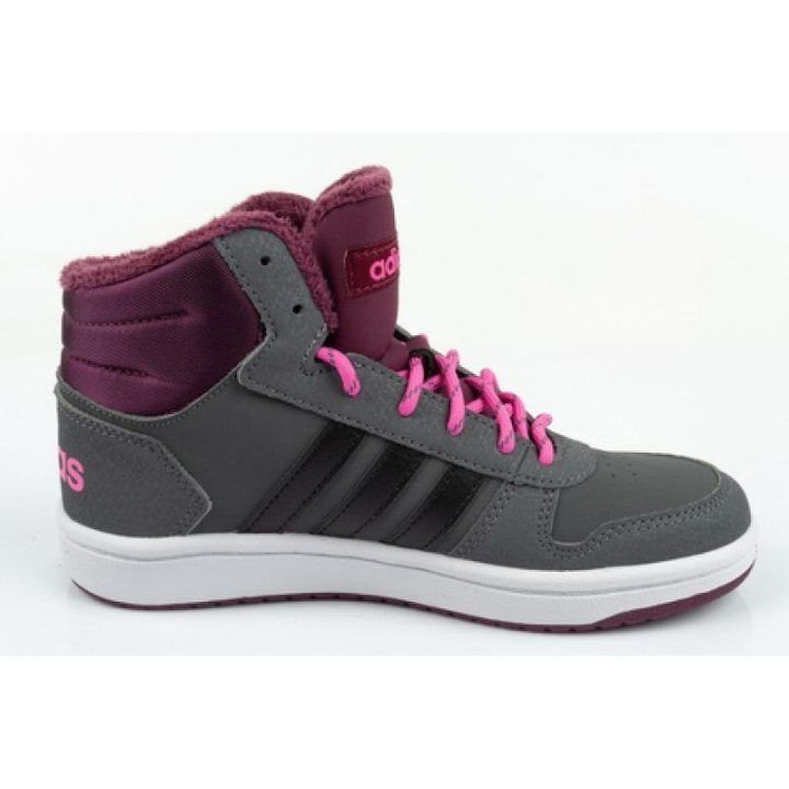 Vaikiški aukšti sportbačiai adidas Hoops Mid 2.0, pilki ir bordo