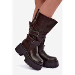 Moteriški batai virš kelių su platforma Step in style, rudi