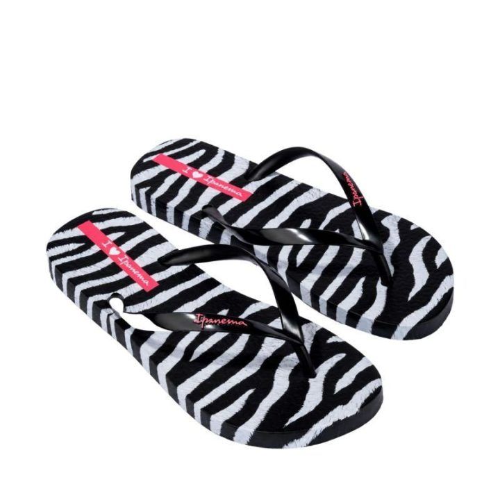 Moteriškos šlepetės per pirštą Ipanema Animal Print, juodos ir pilkos