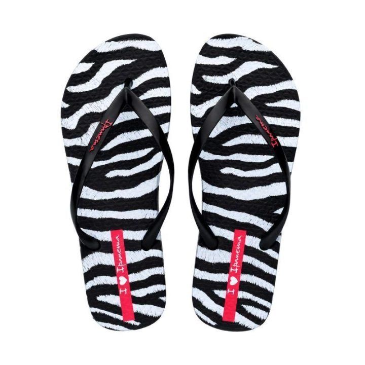 Moteriškos šlepetės per pirštą Ipanema Animal Print, juodos ir pilkos