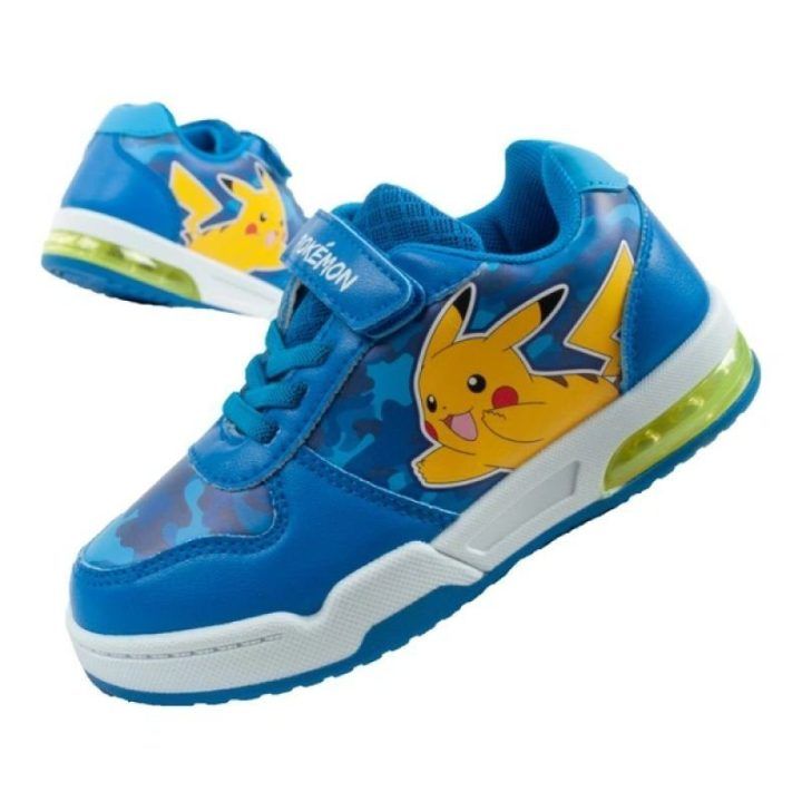 Vaikiški LED sportbačiai su lipukais Leomil Pokémon, mėlyni