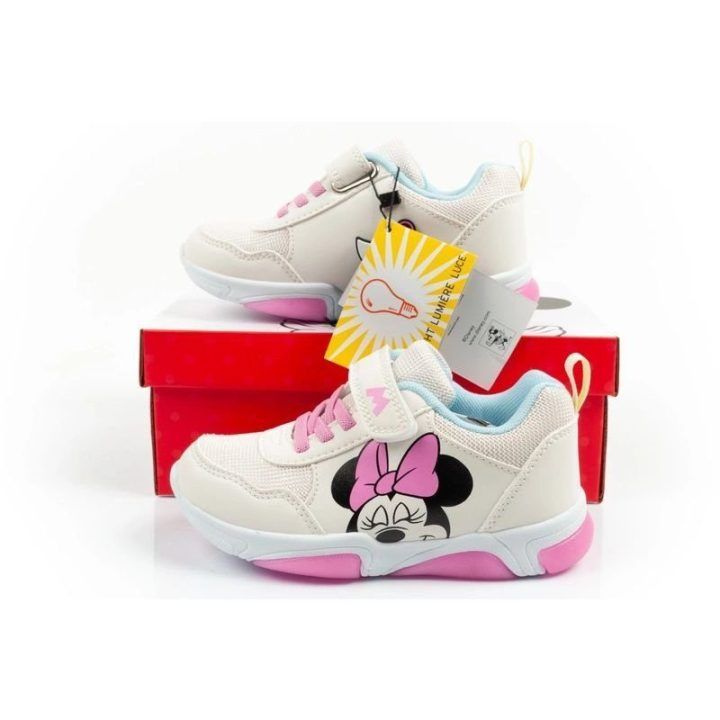Vaikiški sportbačiai su lipukais ir LED Leomil Minnie Mouse