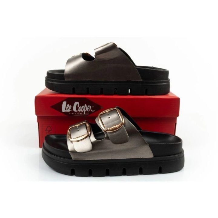 Moteriškos šlepetės su platforma Lee Cooper, sidabro