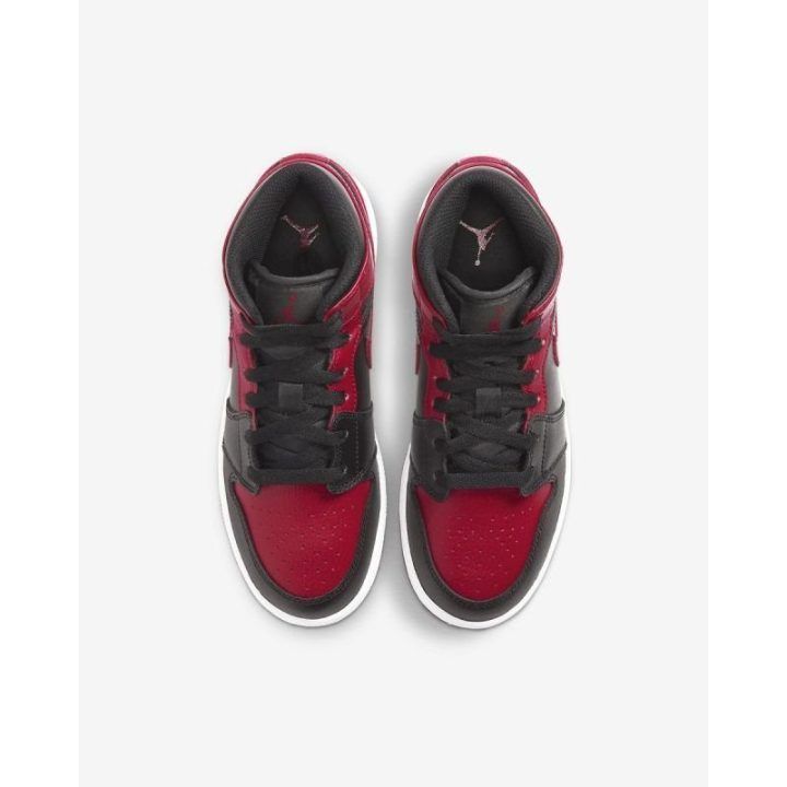 Vaikiški sportbačiai Air Jordan 1 Mid, juodi, raudoni ir balti