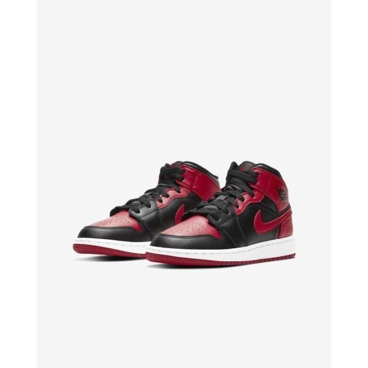 Vaikiški sportbačiai Air Jordan 1 Mid, juodi, raudoni ir balti