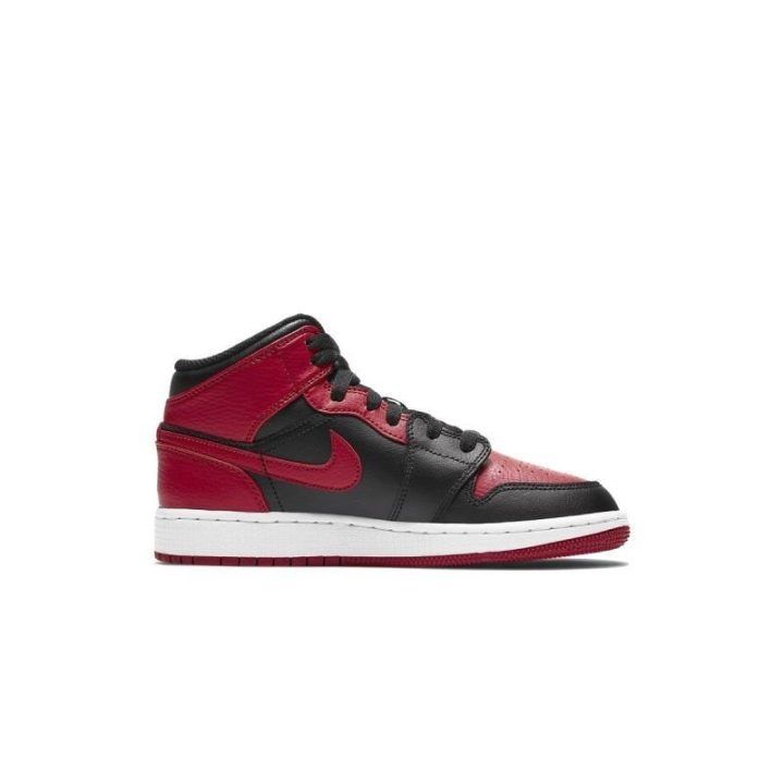 Vaikiški sportbačiai Air Jordan 1 Mid, juodi, raudoni ir balti