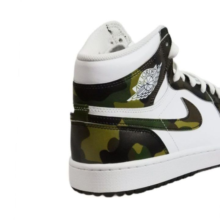 Vyriški sportbačiai Air Jordan 1 High Golf Camo, balti ir žali