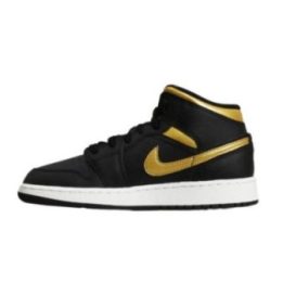 Vaikiški krepšinio sportbačiai Air Jordan 1 Mid, juodi ir aukso