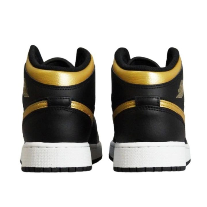 Vaikiški krepšinio sportbačiai Air Jordan 1 Mid, juodi ir aukso
