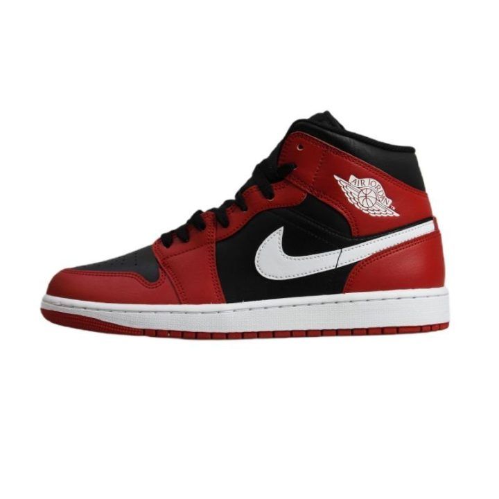 Vyriški sportbačiai aukštu auliuku Air Jordan 1 Mid, juodi, raudoni ir balti