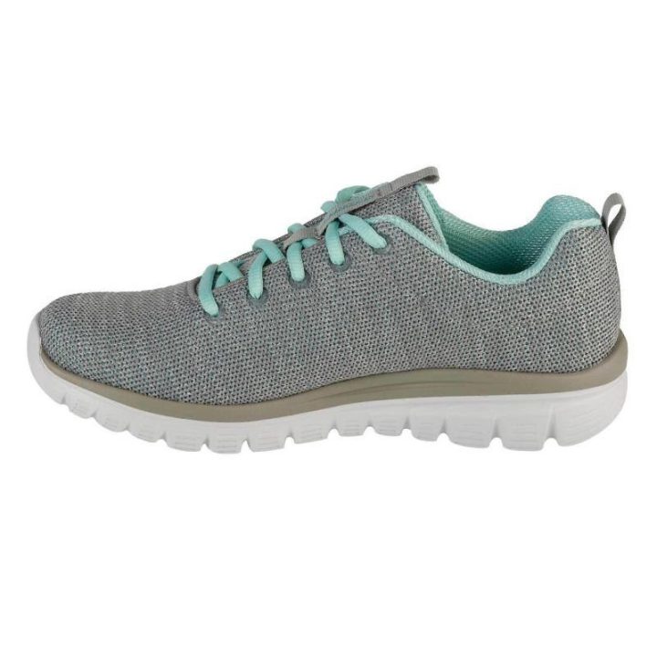 Moteriški sportbačiai Skechers Graceful Twisted Fortune, pilki ir mėtiniai