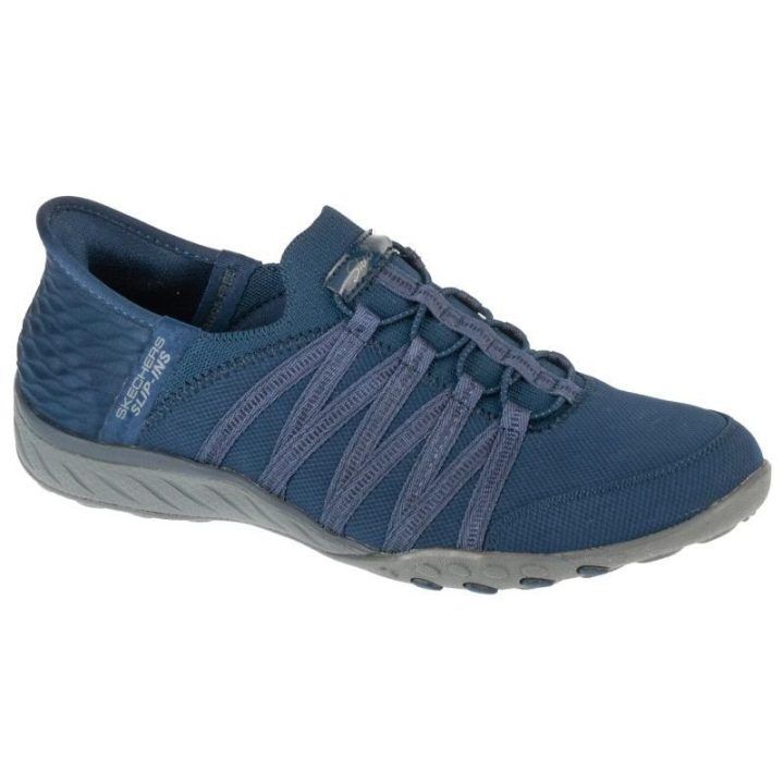 Moteriški įspiriami sportbačiai Skechers Breathe Easy, tamsiai mėlyni