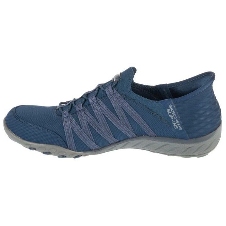 Moteriški įspiriami sportbačiai Skechers Breathe Easy, tamsiai mėlyni