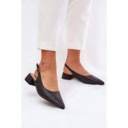 Moteriškos basutės su žemu kulnu ir pynimu Step in style, juodos