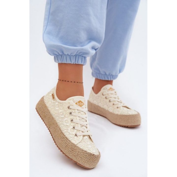 Moteriški platforminiai kedai-espadrilės Lee Cooper, smėlio