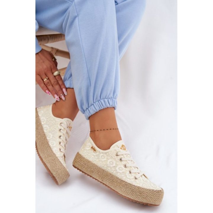 Moteriški platforminiai kedai-espadrilės Lee Cooper, smėlio