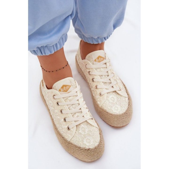Moteriški platforminiai kedai-espadrilės Lee Cooper, smėlio