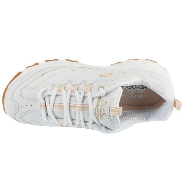 Moteriški bateliai su platforminiu padu Skechers D'Lites, balti