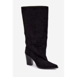 Moteriški įspiriami ilgaauliai su 9,5 cm kulnu Step In Style, juodi