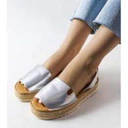 Moteriškos espadrilės ant platformos, sidabrinės