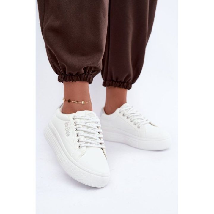 Moteriški suvarstomi sportbačiai su platforma Lee Cooper, balti