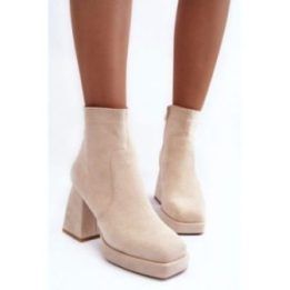 Moteriški aulinukai su storu kulnu ir platforma STEP IN STYLE, smėlio