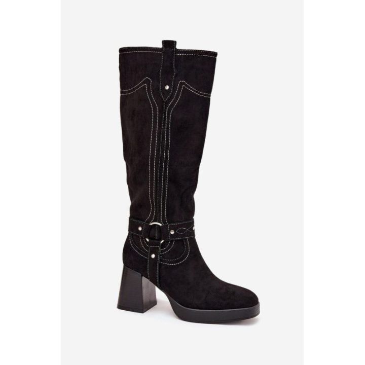 Moteriški ilgaauliai virš kelių Step In Style, 34 cm, juodi
