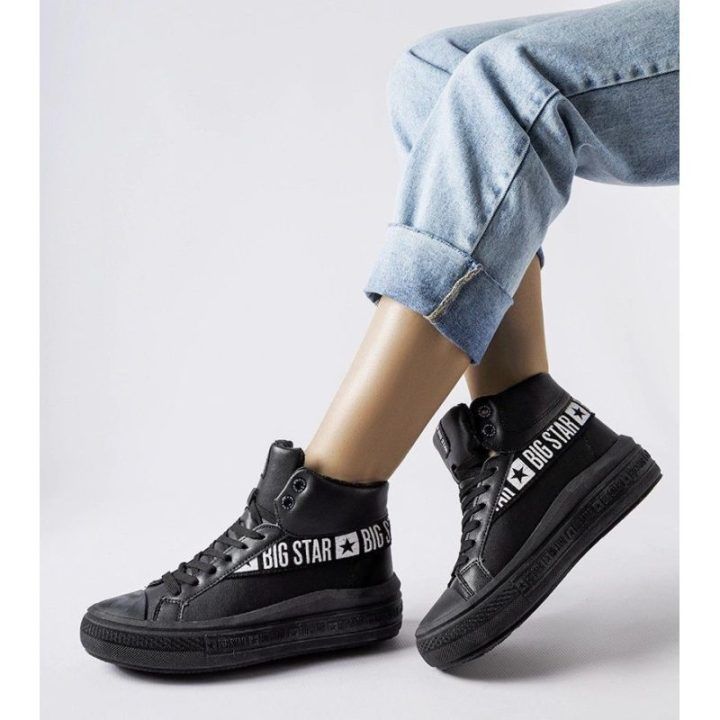 Moteriški pašiltinti aukšti kedai Big Star, juodi