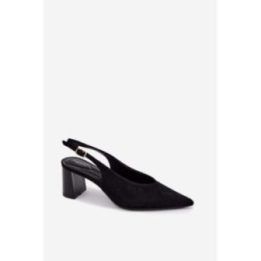Juodi aukštakulniai bateliai su atviru kulnu Step in style