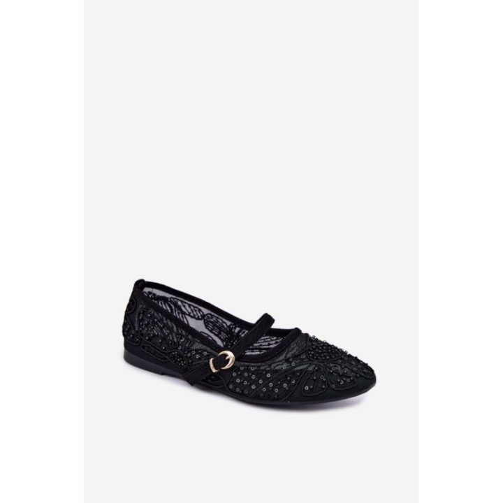 Juodos balerinos su blizgučių ir siuvinėjimo detalėmis Step in style